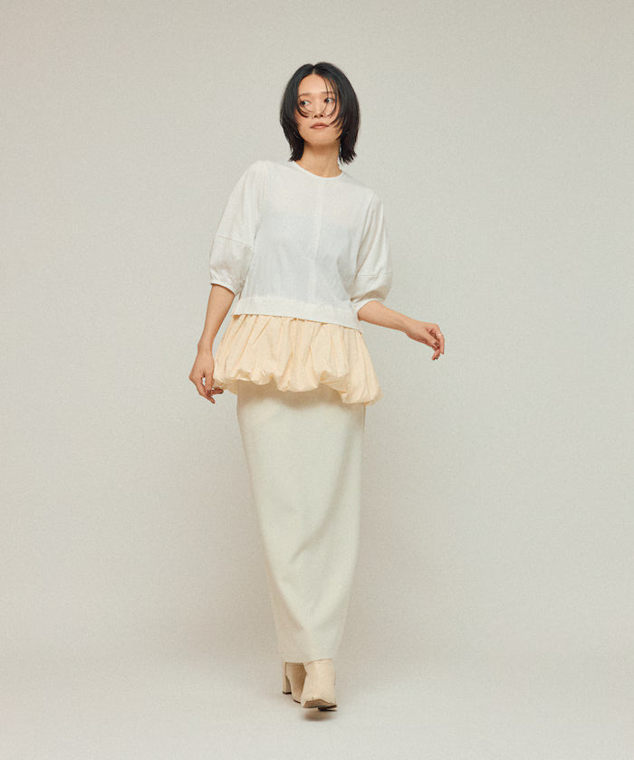 Organic Cotton Peplum Switch Top / 5-minute Sleeve T-Shirt