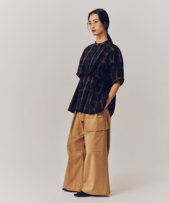 Ombre Check Flare Yoke Shirt / 5-Minute Sleeve Check Shirt