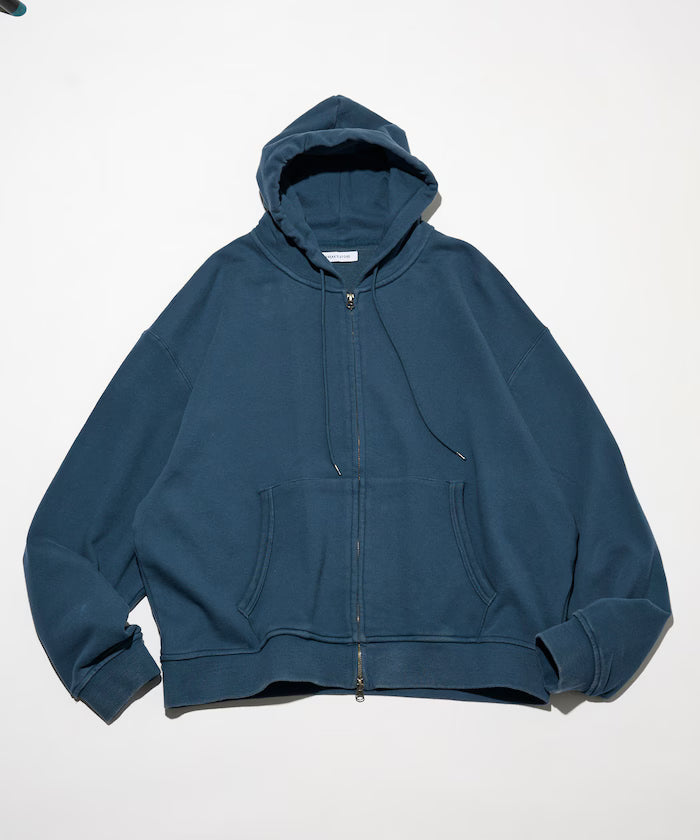 Chemical Wash Short Zip Hoodie - Blue