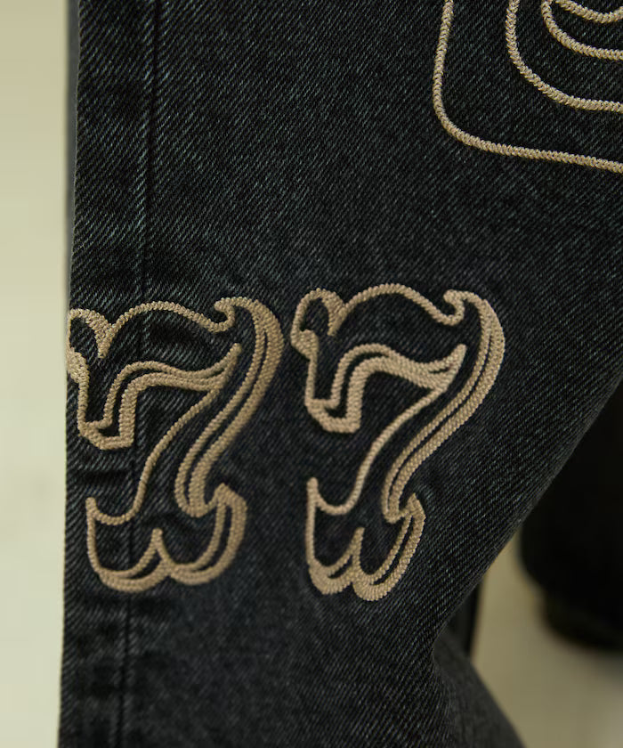 Chain Stitch Wide Denim