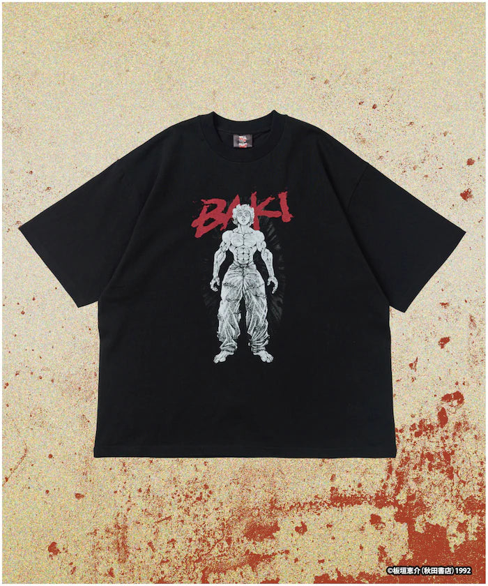 [June 12 12:00 Sale Start] Baku 「Hanma Baki/Awakening」 Print Crew Neck T-Shirt - Black