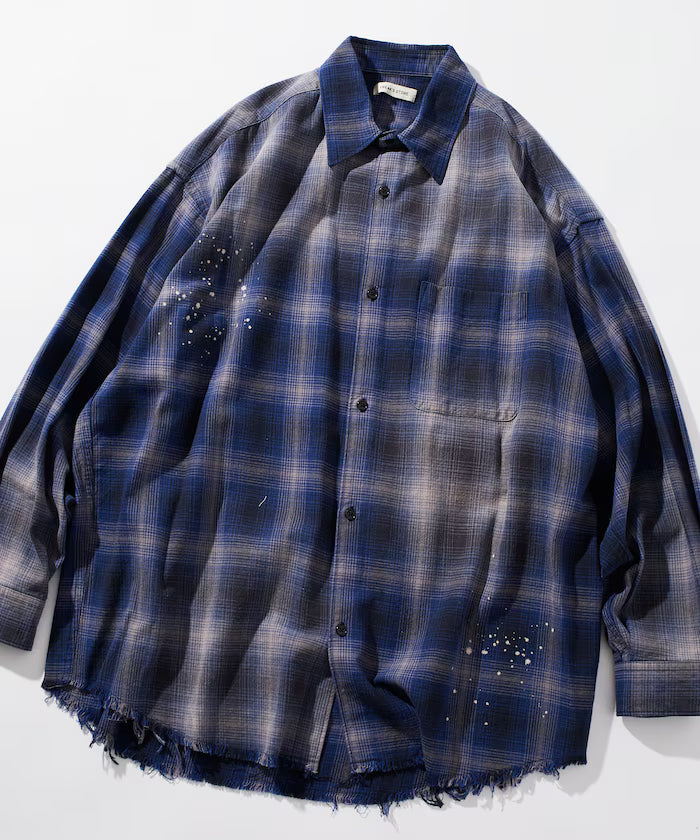 Relax Fit Relaxed Fit Bleached Ombre Check Flannel Shirt [Limited Edition]