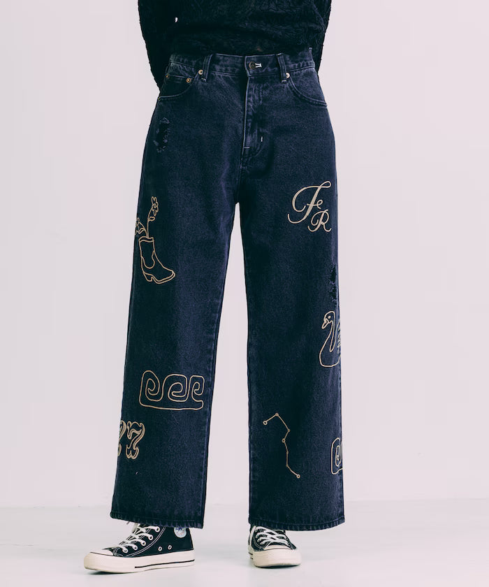 Chain Stitch Wide Denim