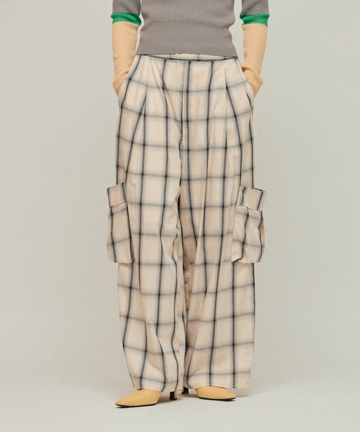 Ombre Check Easy Pants / Patch Pocket Wide Easy Pants