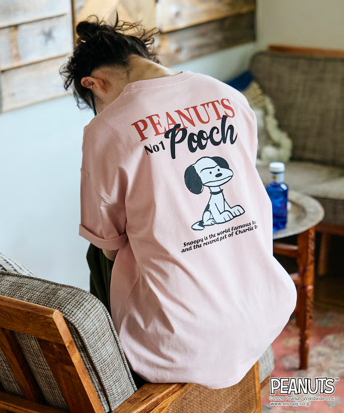 PEANUTS/Peanuts Exclusive Big Silhouette Back Print Crew Neck T-Shirt/POOCH [Limited Edition]