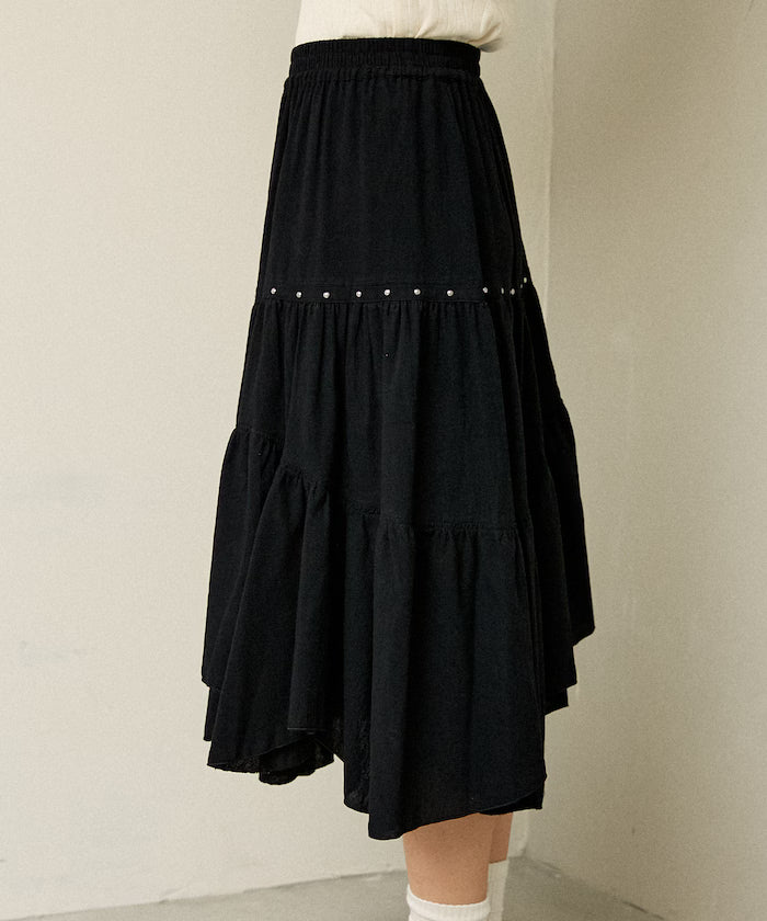 Studded Asymmetrical Tiered Skirt Limited Edition
