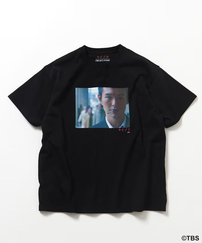 [March 13, 12:00 Release] TBS Drama 'Keizoku' Collaboration 'MAYAMA' Front Print Short Sleeve Crew Neck T-Shirt A - Black
