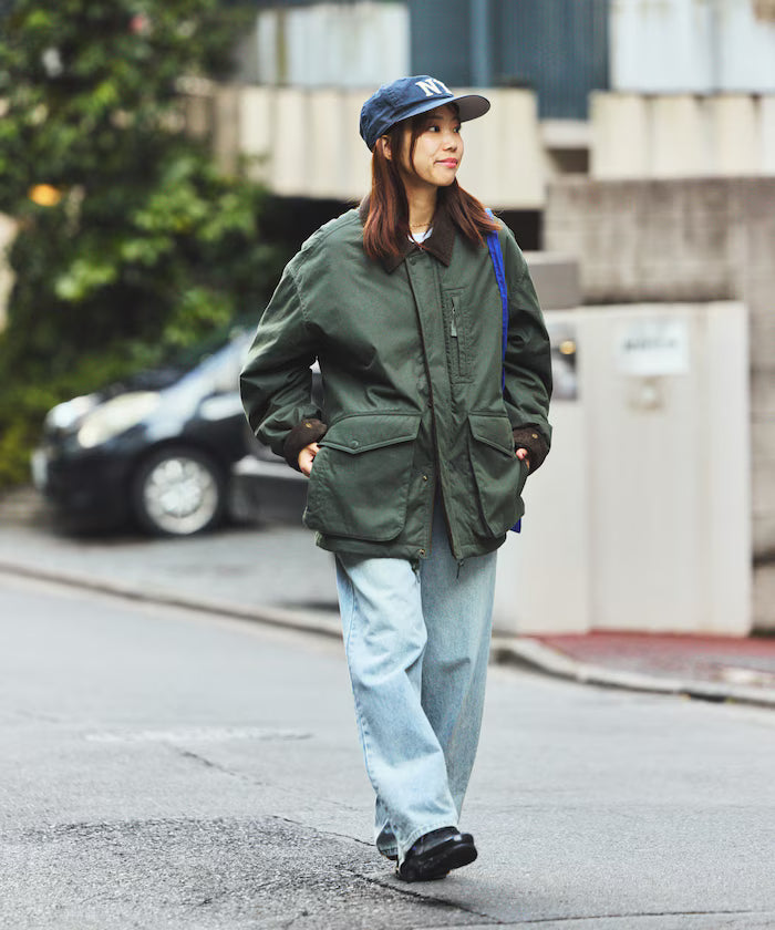 Corduroy panel cotton nylon blouson