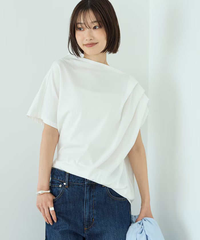 Organic Cotton Asymmetrical Draped Top