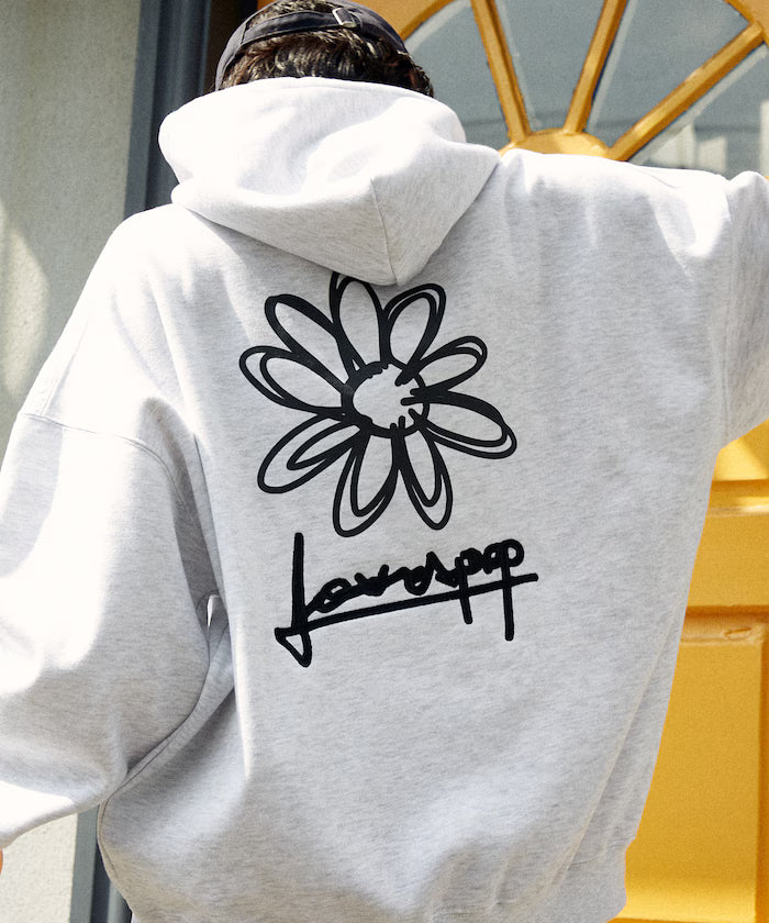 LOVE POP STUDIO FLOWER GRAPHIC HOODIE【Limited Edition】 - Light Gray