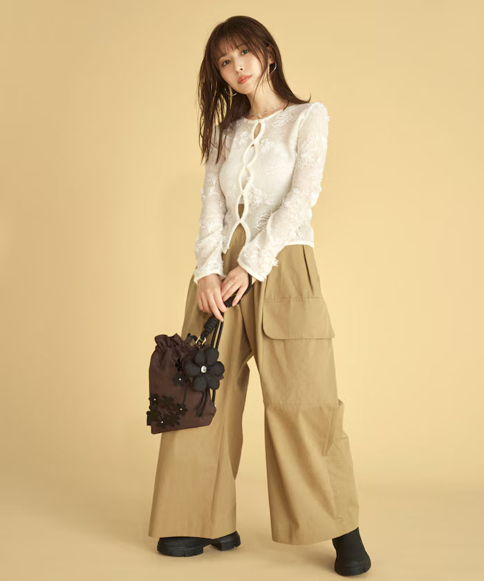 High Count Chino Wide Pants - Camel