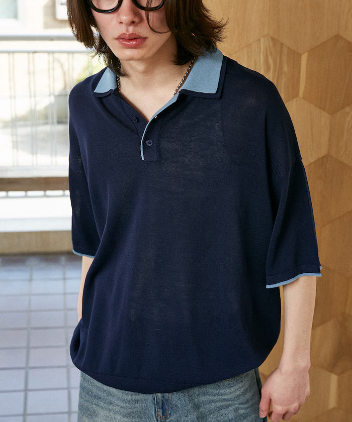 LOVE POP STUDIO Collar Layered Knit Polo Shirt Limited Edition