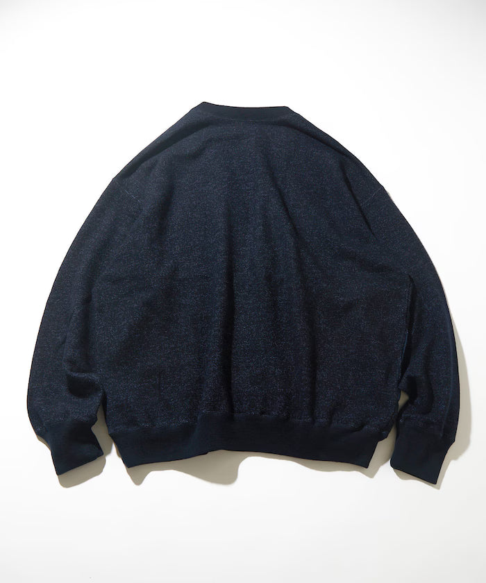 Merino Wool＋Cotton Loop Back V-neck Sweatshirt
