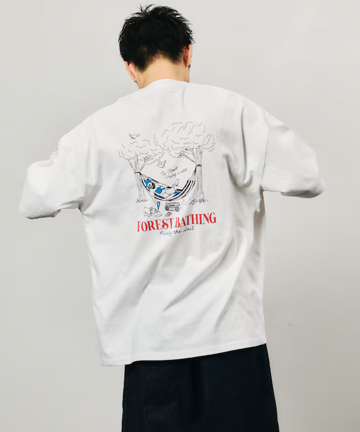 Limited Edition Relaxed Fit Back Print Crew Neck T-Shirt FOREST BATHING MAN TEE