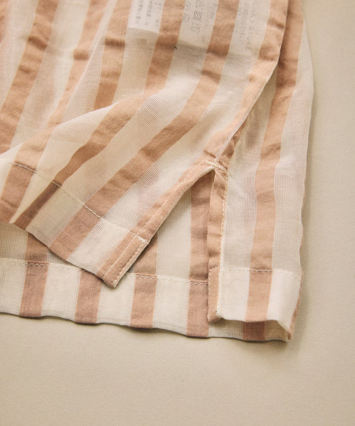 Indian-made Relaxed Fit Wide Stripe Sheer Sucker Open Collar Short Sleeve Shirt