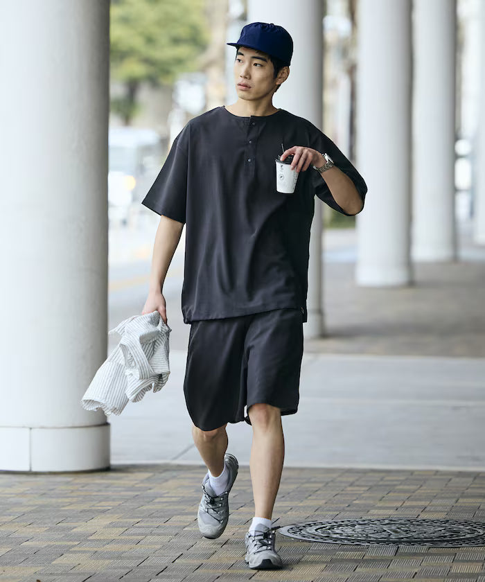 AiRide/Packable Setup/Henley Neck Pullover/Shorts/Packable/Quick-Drying/UVA Cut 【Limited Edition】