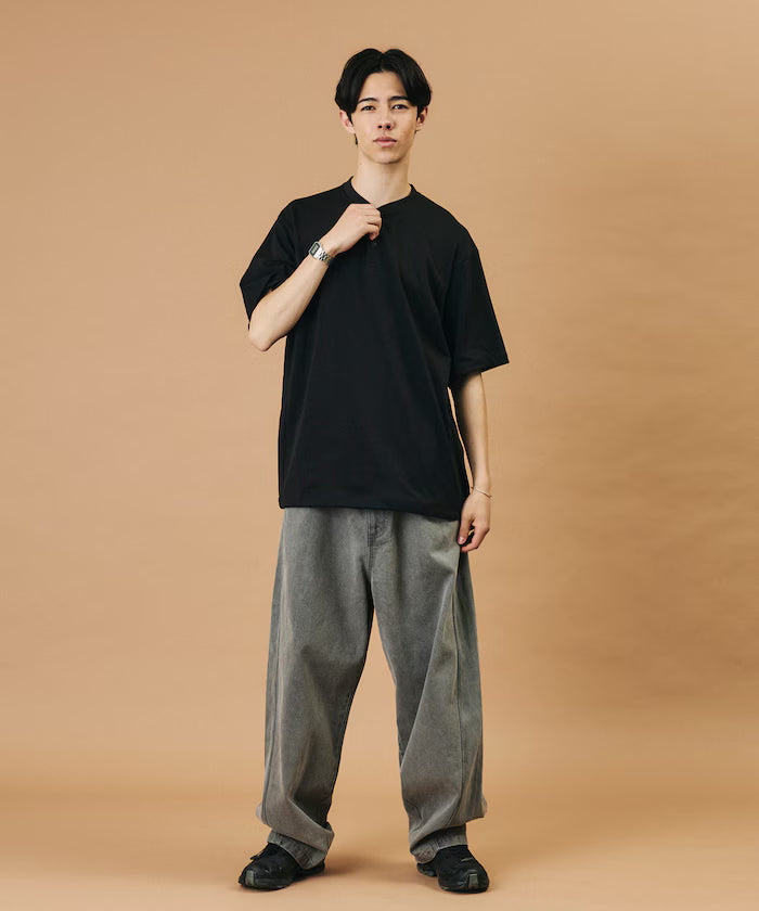 SUPER ICE / Super Ice Henry Neck Spindle T-Shirt Contact Cold Sensation / Quick Drying / UV Cut