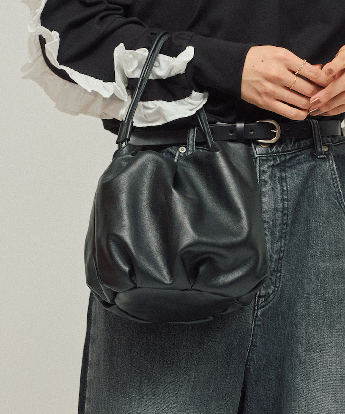 Leather 3WAY Kinchaku Bag / Cowhide / Water-resistant Leather