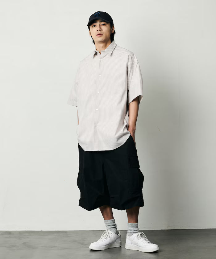 Quick Dry Fabric Wide Silhouette Poly Rip Cross Short Cargo Pants/UV Cut/Quick Dry 【Limited Release】