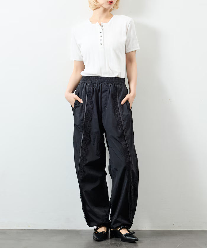 Nylon Lace Easy Wide Pants