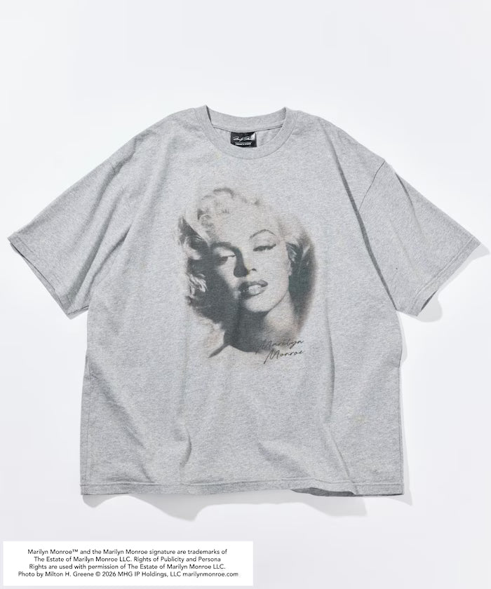 Marilyn Monroe Face Crack Photo T-Shirt - Light Gray