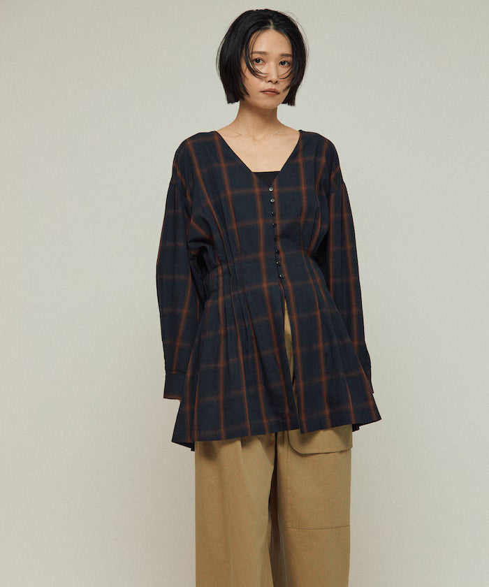 Ombre Check Tuck Shirt / Tunic - Black