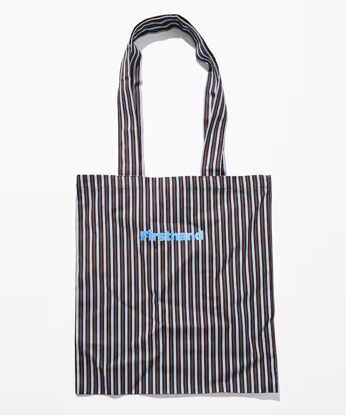 Stripe Print Canvas Tote Bag - Brown