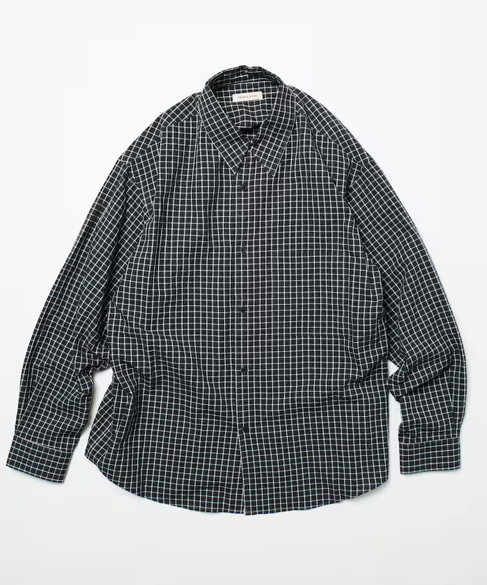 Relax Fit Classic Pattern Regular Collar Shirt / Check Pattern / Stripe Pattern 【Limited Edition】 - Charcoal Gray