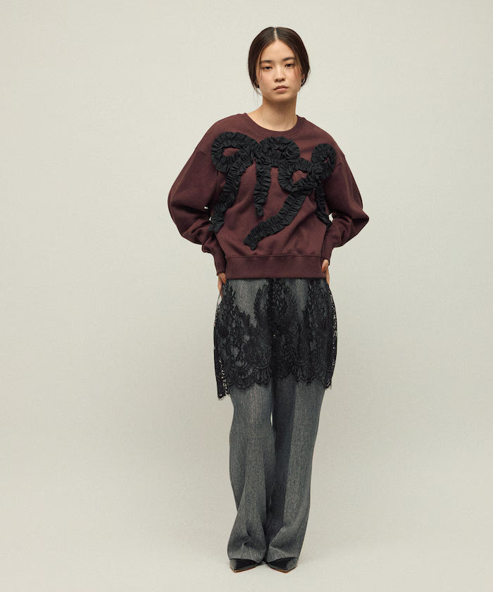 Organic Cotton Gather Ribbon Sweat / Relaxed Fit / French Terry Sweat