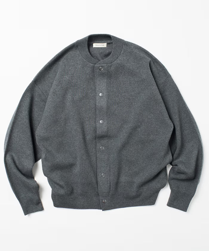 Relax Fit Relax Fit Sweat-like Knit Crew Neck Snap Cardigan [Limited Edition]