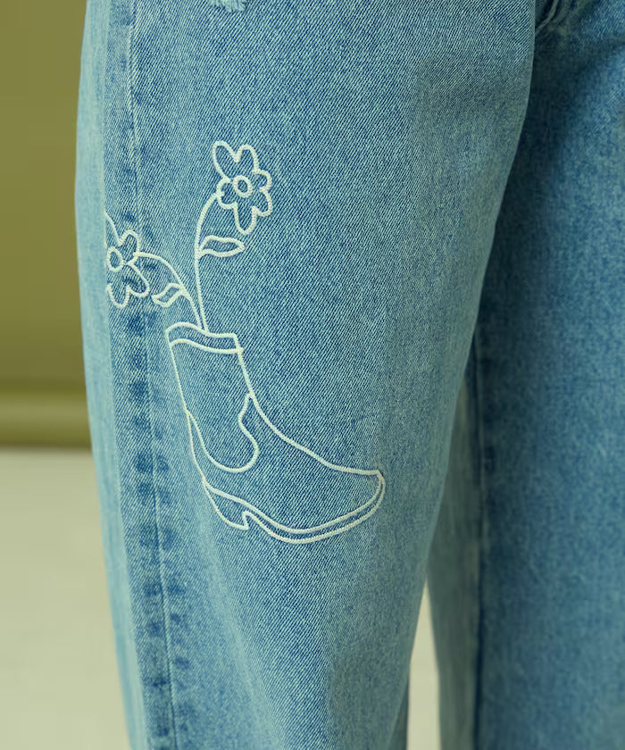 Chain Stitch Wide Denim