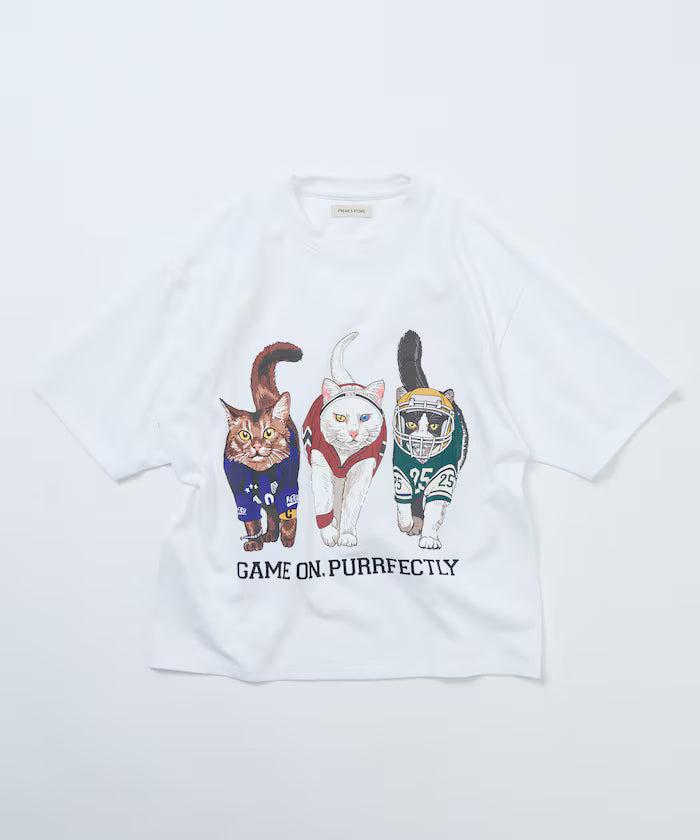 Limited Edition Big Silhouette Back Print T-Shirt THREE CATS - White