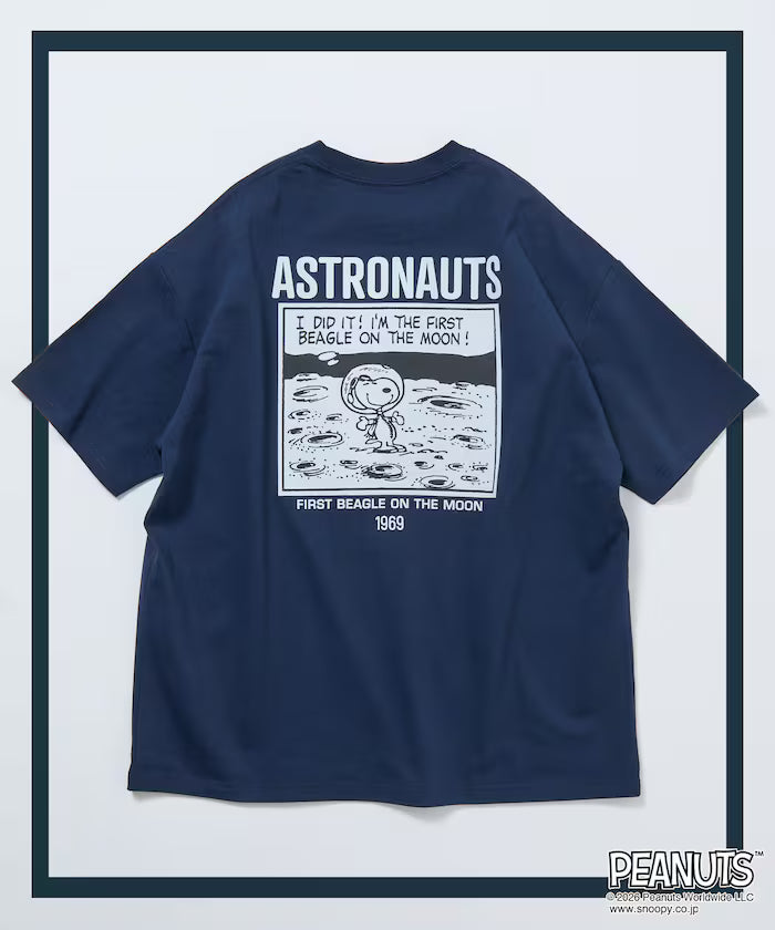 PEANUTS/Peanuts Exclusive Big Silhouette Back Print Crew Neck T-Shirt/ASTRONAUTS 【Limited Edition】 - Navy