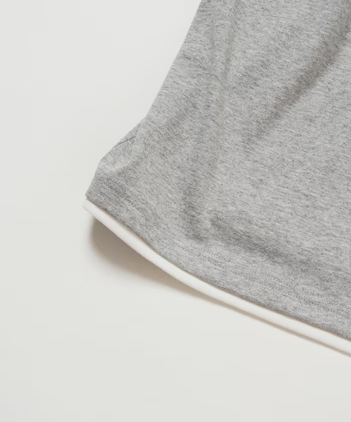 Fake Layered Henry Neck Cut-and-sew Short Sleeve T-shirt [Limited Edition]