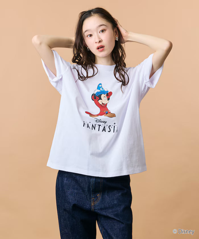 DISNEY/Mickey Mouse 'Fantasia'/Crew Neck Print T-Shirt 【Limited Edition】 - White