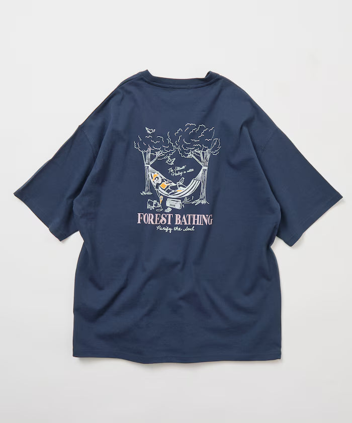 Limited Edition Relaxed Fit Back Print Crew Neck T-Shirt FOREST BATHING MAN TEE
