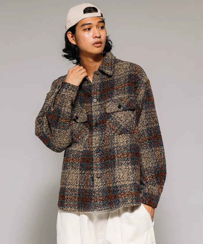 Poly Tweed CPO Check Shirt Jacket