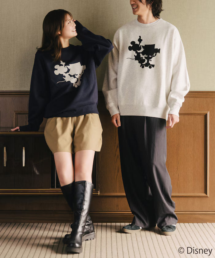 FREAK'S STORE×Ami Maeda/Disney/Mickey Mouse/Mickey Mouse/Flock Print Sweatshirt [Limited Edition]