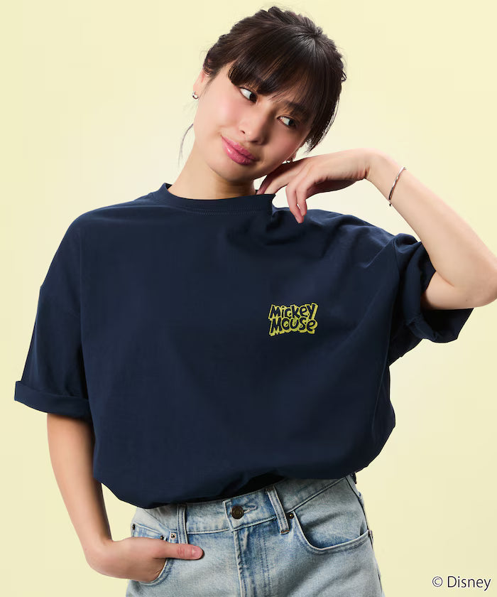 Limited Edition DISNEY Mickey Mouse Monochrome Back Print Crew Neck T-Shirt
