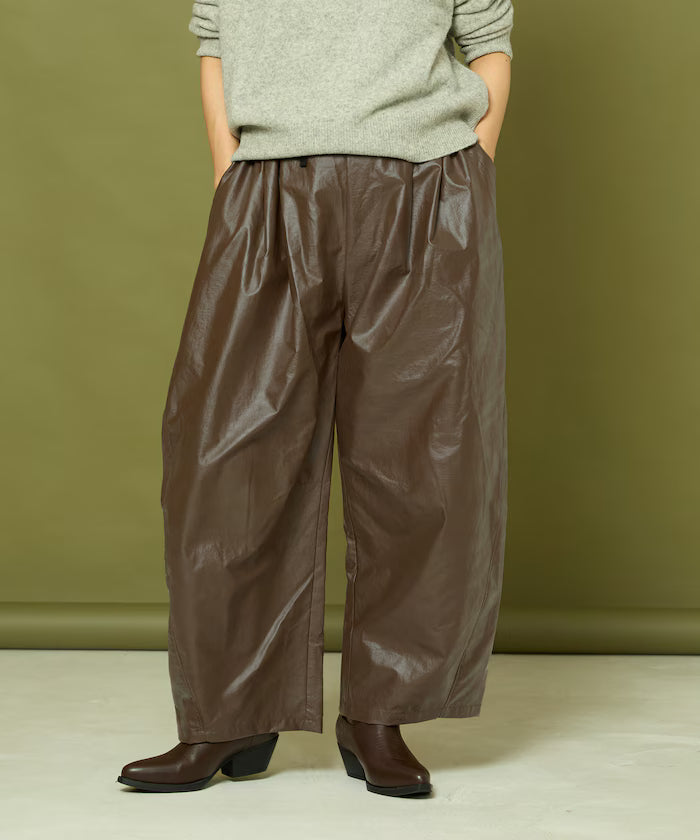 Leatherette Easy Tuck Pants