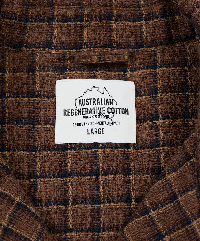 AUSTRALIAN COTTON Open Collar Check Shirt Short Sleeve