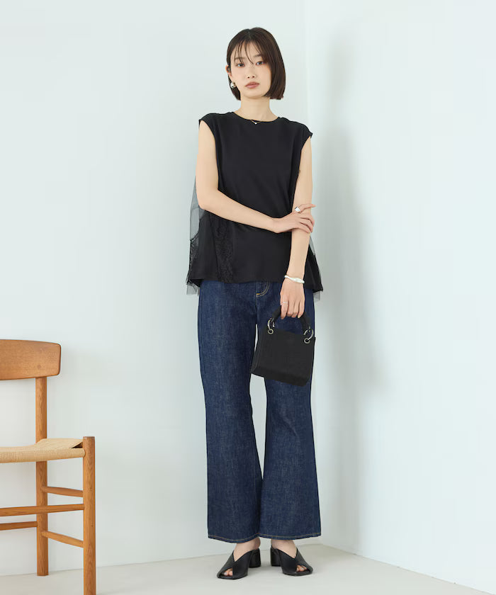 Organic Cotton Tulle Lace Docking Top