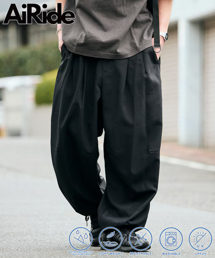 AiRide/Air Ride Wide Silhouette Pocketable Circus Pants/Quick Dry/UV Cut 【Limited Edition】 - Charcoal Gray