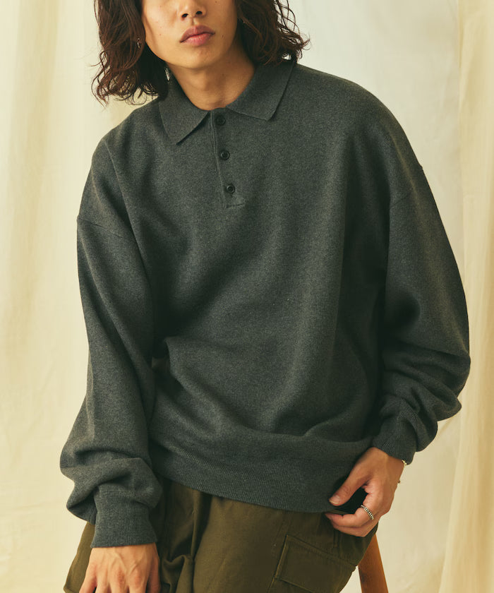 Relax Fit Relax Fit Sweat-like Polo Collar Knit [Limited Edition]