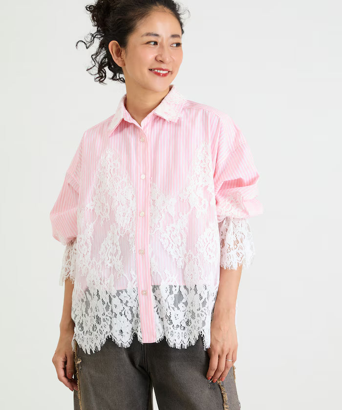 Lace Docking Stripe Shirt