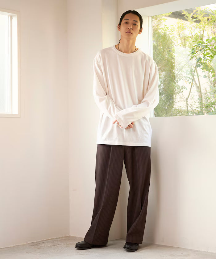 Wide Straight Silhouette One-Tuck Slack Pants
