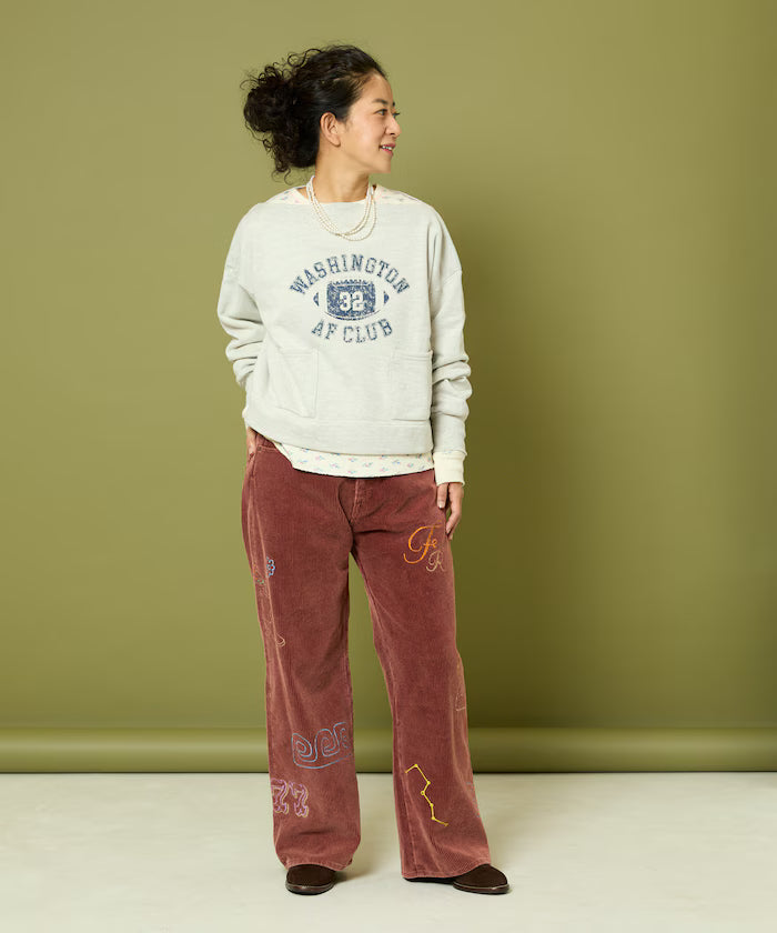 Chain Stitch Corduroy Pants