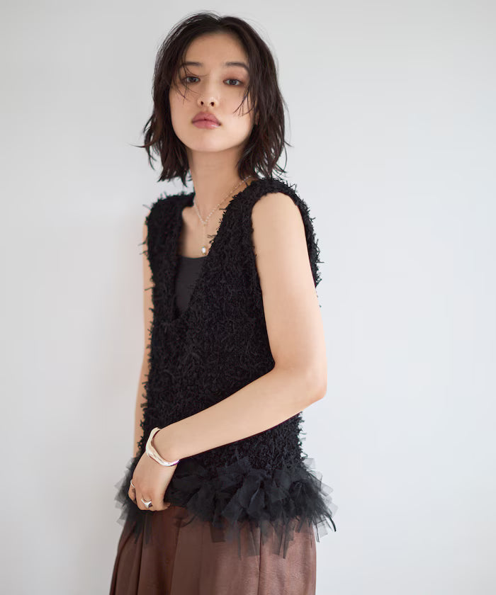 2WAY Fringe Hem Knit Vest