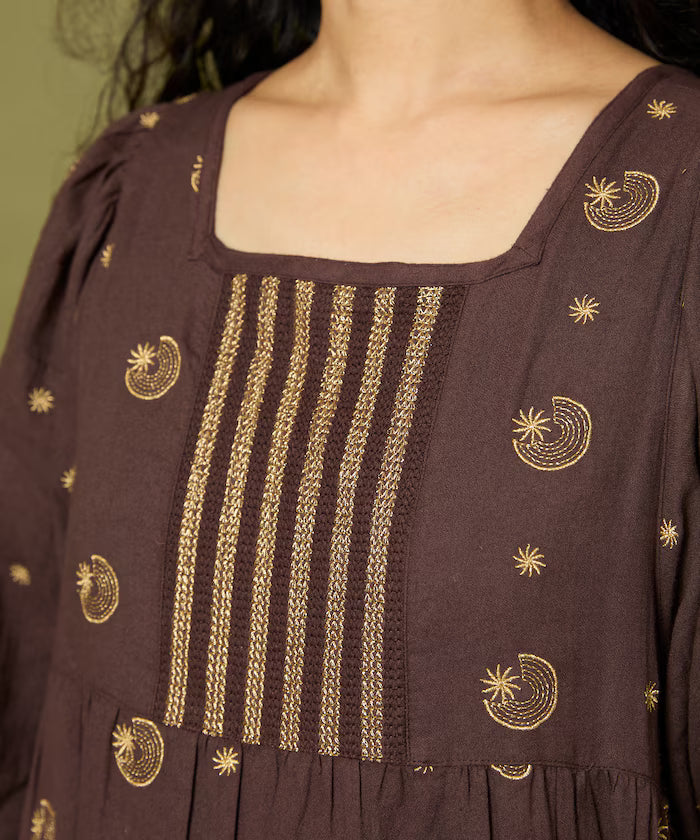 Lame Embroidered Moon & Star Dress