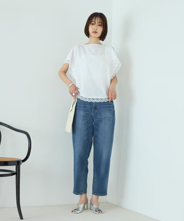 Handkerchief Sleeve Shirring Blouse